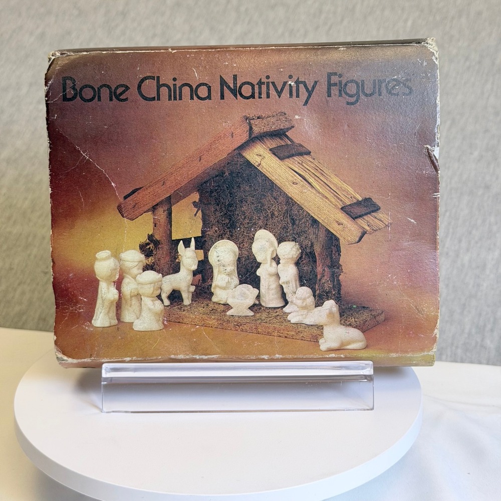 Vintage Bone China Nativity Figures 9 Piece Set Fortress Product White Glossy